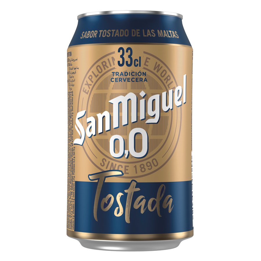 Cerveza SAN MIGUEL 0,0 Tostada lata 33 cl