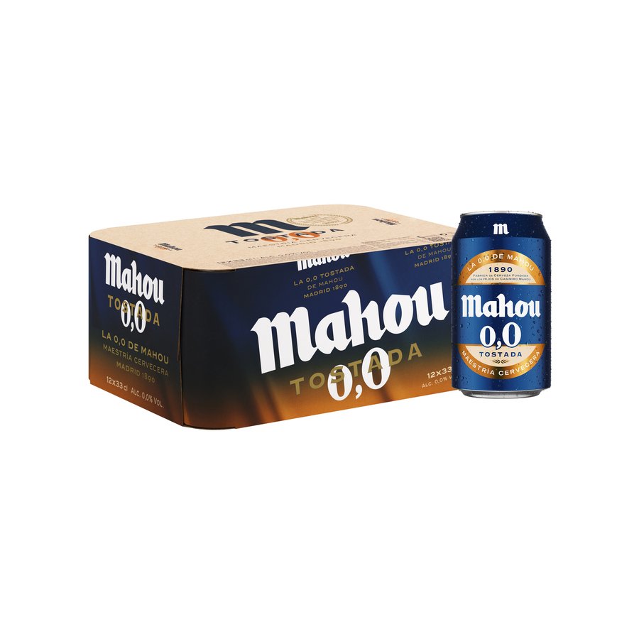Cerveza MAHOU 0,0 Tostada lata pack 12 x 33 cl