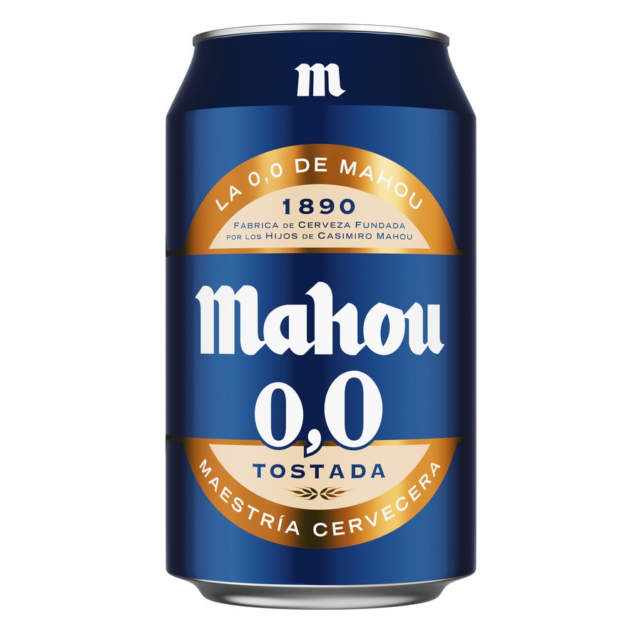 Cerveza MAHOU 0,0 tostada lata 33 cl