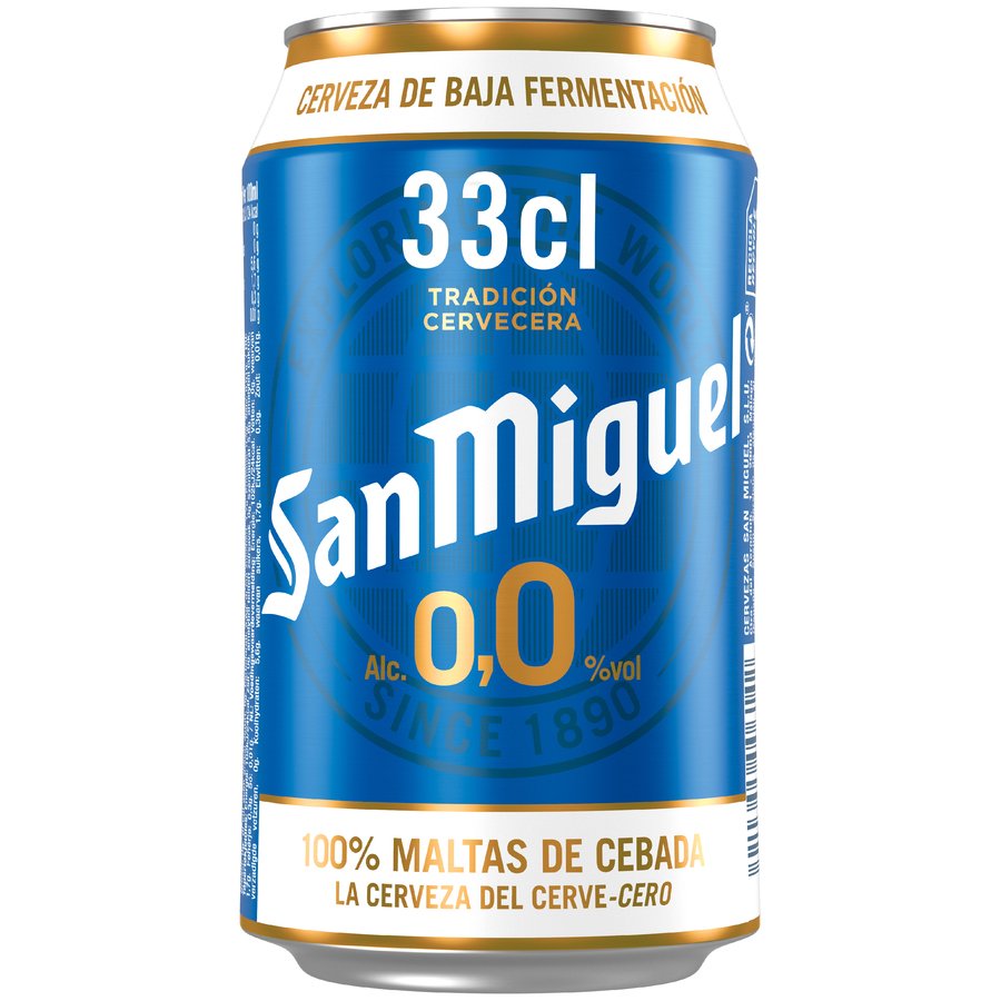 Cerveza SAN MIGUEL sin alcohol 0,0º lata 33 cl