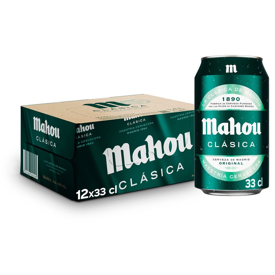 Cerveza MAHOU clásica lata pack 12x33 cl