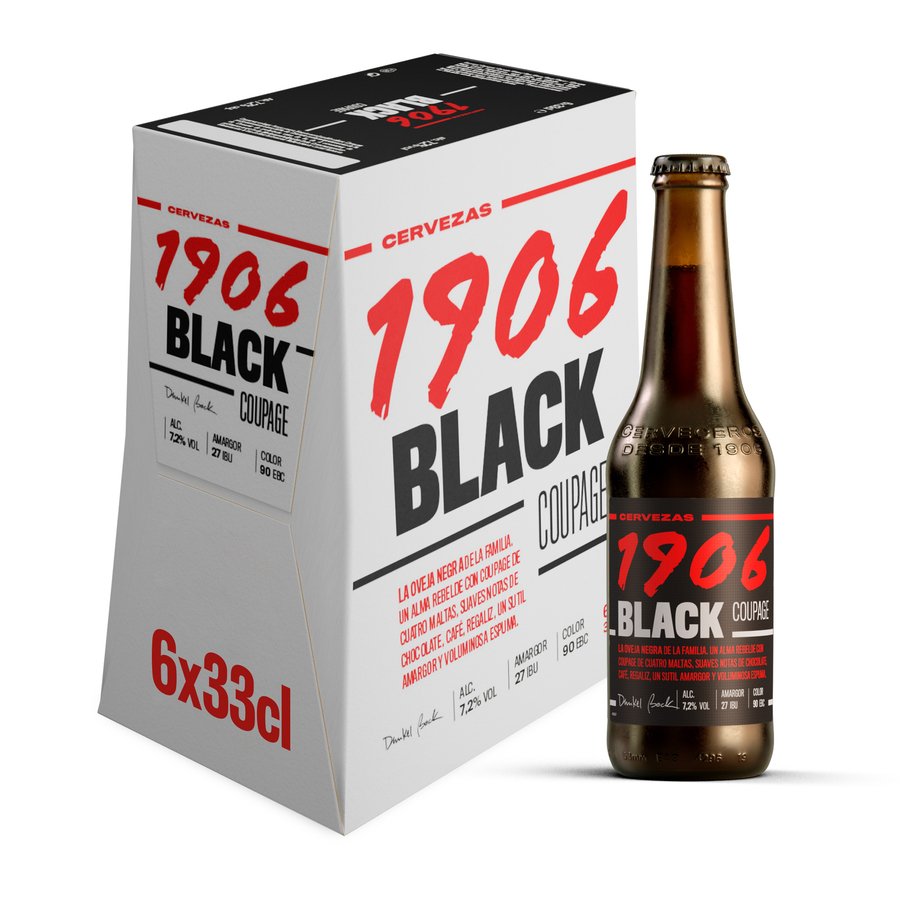 Cerveza ESTRELLA GALICIA 1906 black coupage botellín 6x33 cl