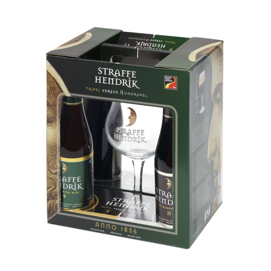 Cerveza belga STRAFFE HENDRIK 2 Tripel + 2 Quadrupel + copa