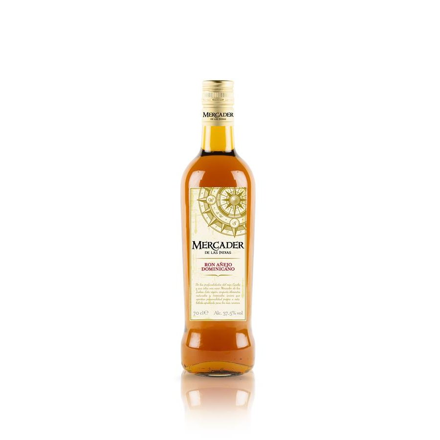 Ron añejo dominicano MERCADER DE LAS INDIAS botella 70 cl.