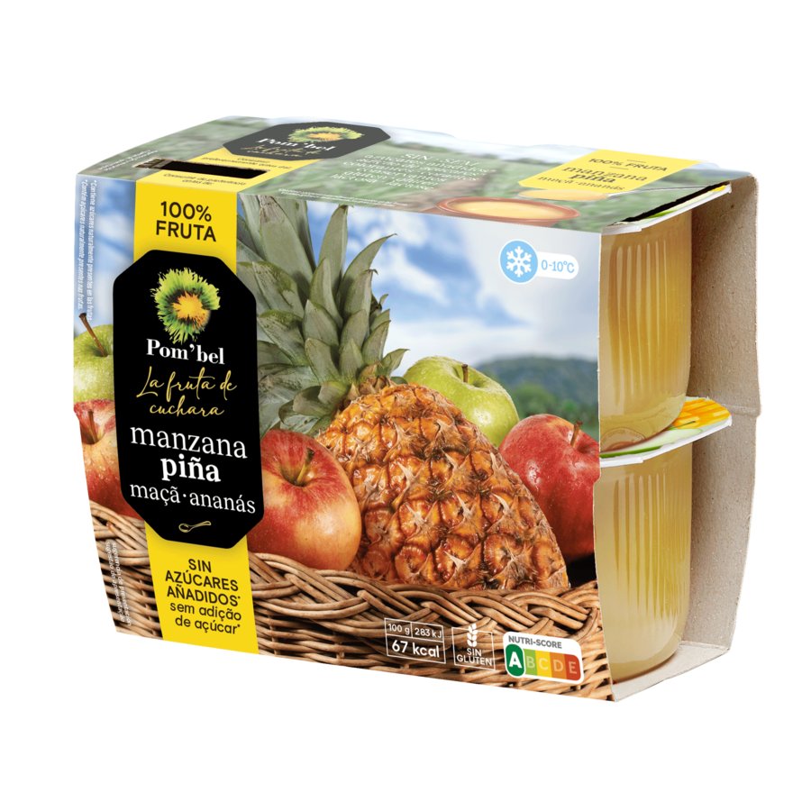 Puré de manzana-piña POM'BEL pack 4X100 g