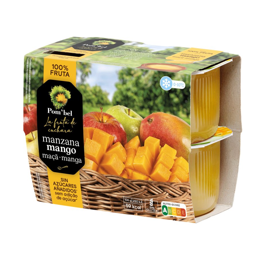 Puré de manzana mango POM'BEL pack 4X100 g