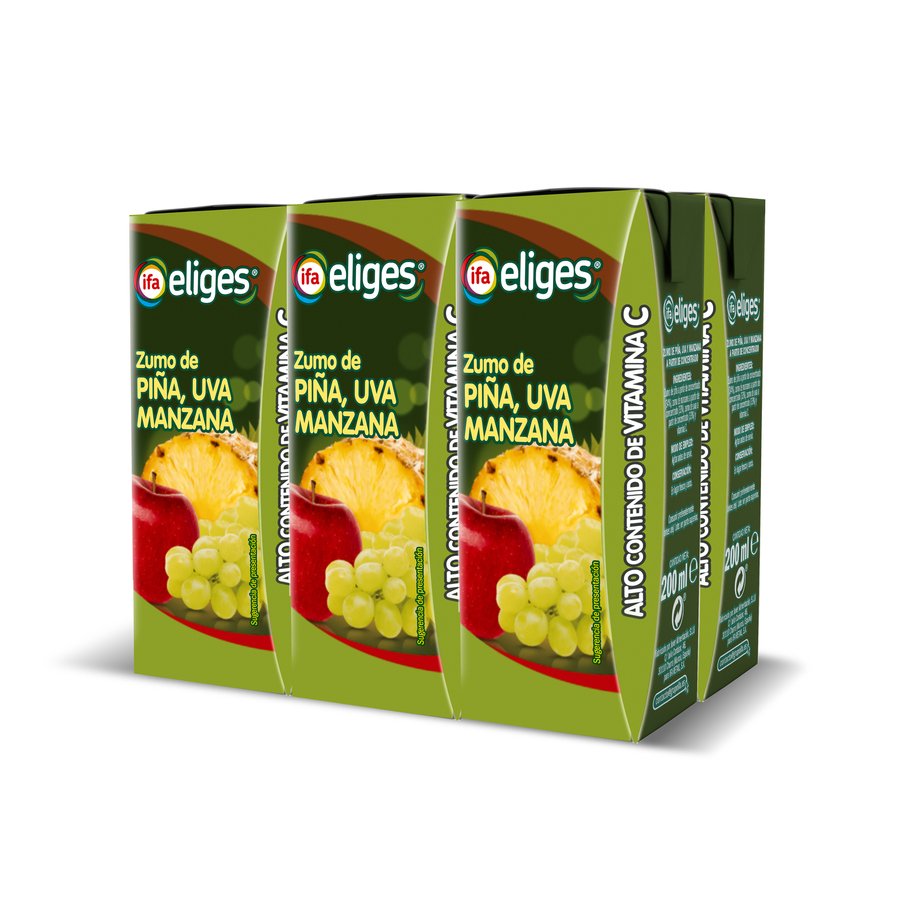 Zumo piña uva manzana IFA ELIGES 6X200 ml