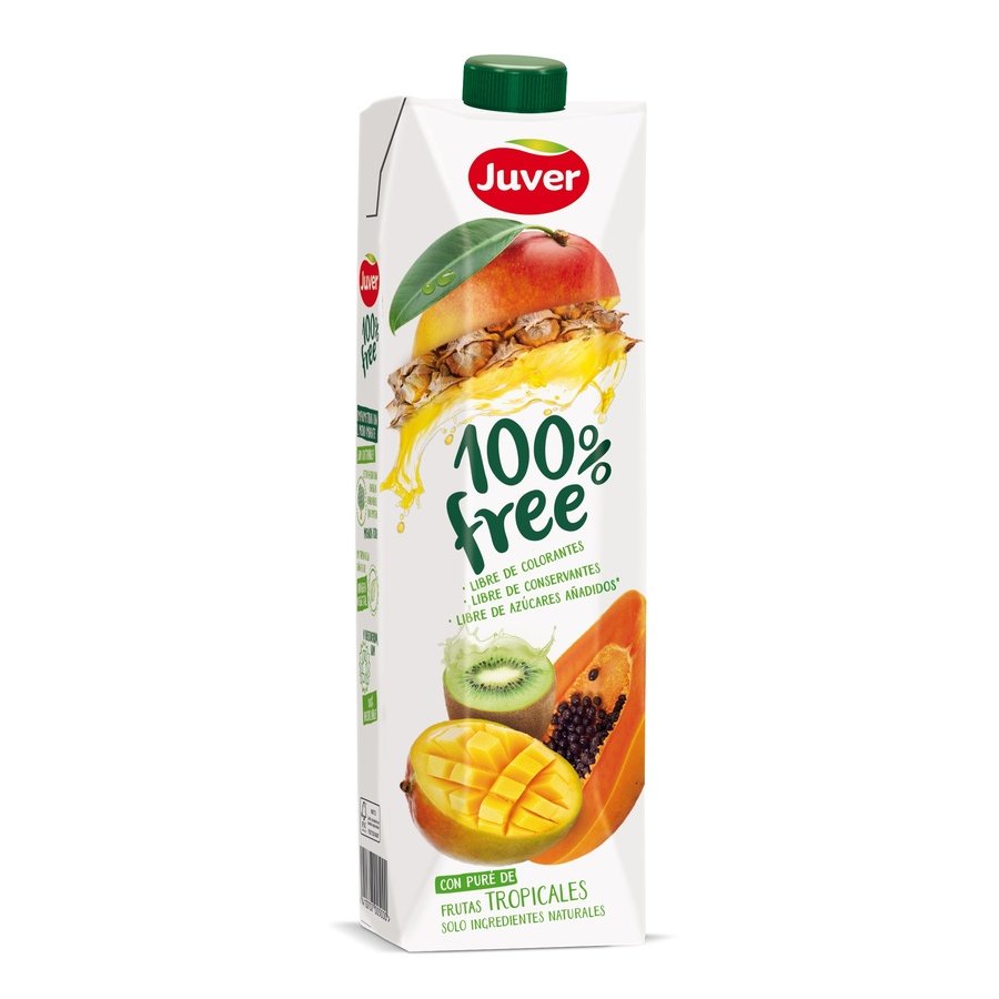 Bebida de zumo JUVER 100% free frutas tropicales 1l
